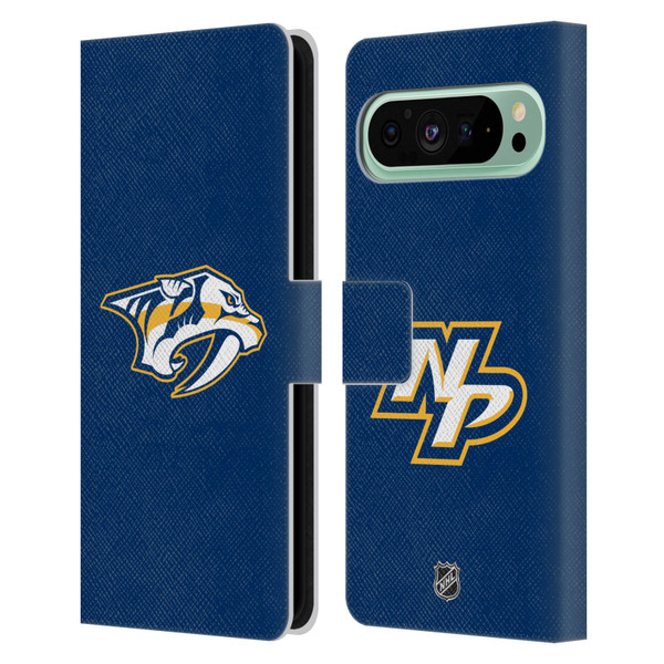 NHL Nashville Predators Plain Leather Book Wallet Case Cover For Google Pixel 9 Pro XL