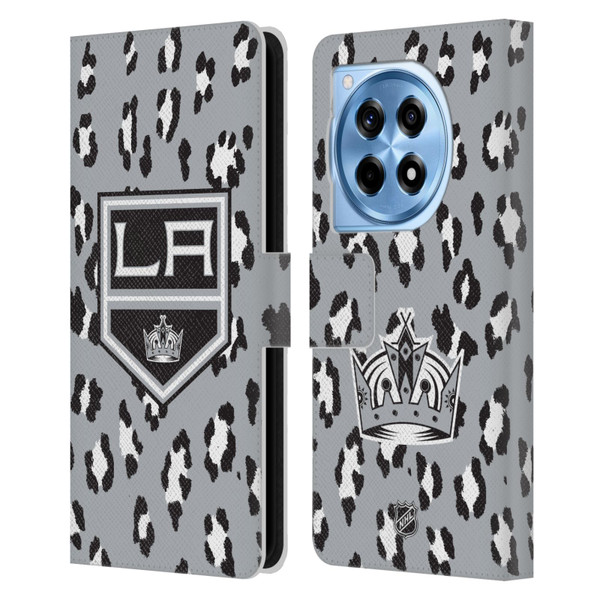 NHL Los Angeles Kings Leopard Patten Leather Book Wallet Case Cover For OnePlus 12R