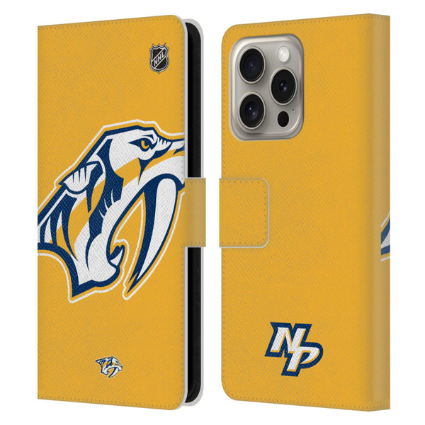 NHL Nashville Predators Oversized Leather Book Wallet Case Cover For Apple iPhone 16 Pro