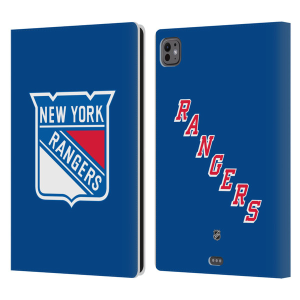 NHL New York Rangers Plain Leather Book Wallet Case Cover For Apple iPad Pro 11 M4 2024
