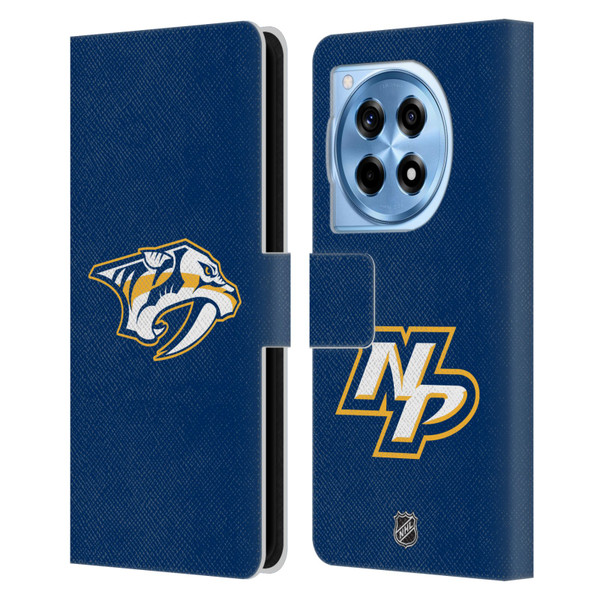 NHL Nashville Predators Plain Leather Book Wallet Case Cover For OnePlus 12R