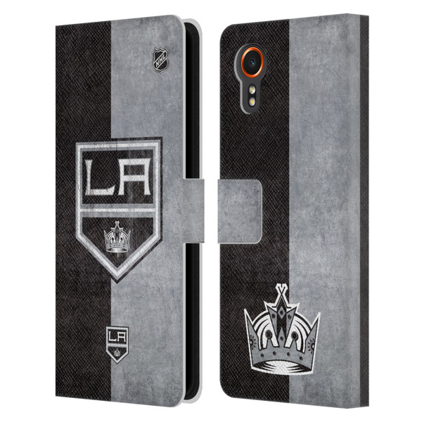 NHL Los Angeles Kings Half Distressed Leather Book Wallet Case Cover For Samsung Galaxy Xcover7 5G NHL Los Angeles Kings Half Distressed Leather Book Wallet Case Cover For Samsung Galaxy Xcover7 5G