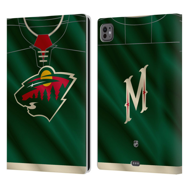 NHL Minnesota Wild Jersey Leather Book Wallet Case Cover For Apple iPad Pro 11 M4 2024