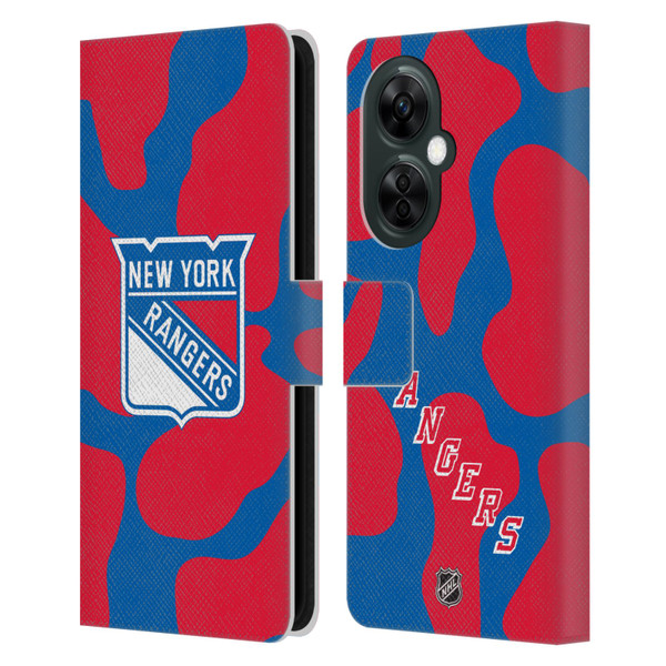 NHL New York Rangers Cow Pattern Leather Book Wallet Case Cover For OnePlus Nord CE 3 Lite 5G