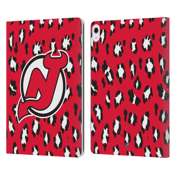 NHL New Jersey Devils Leopard Patten Leather Book Wallet Case Cover For Apple iPad Air 13 2024