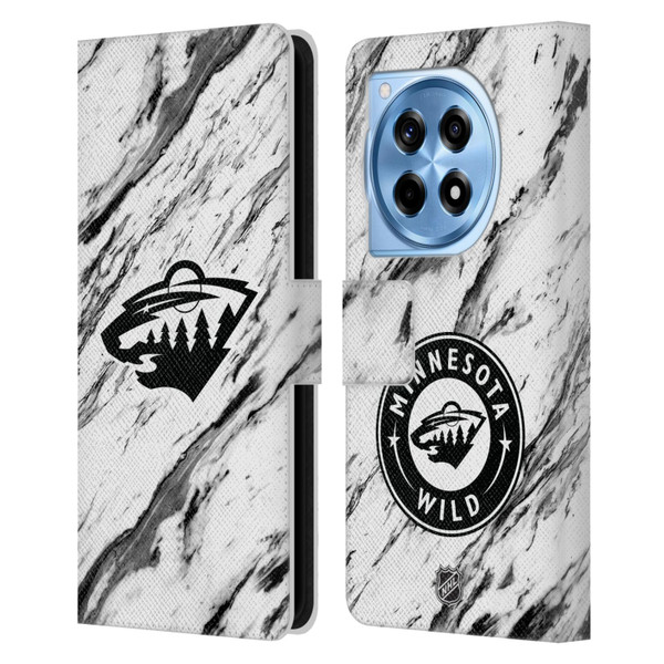 NHL Minnesota Wild Marble Leather Book Wallet Case Cover For OnePlus 12R