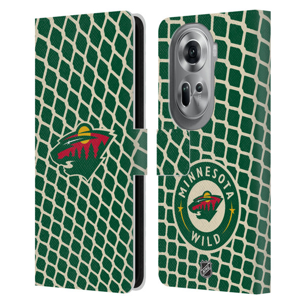 NHL Minnesota Wild Net Pattern Leather Book Wallet Case Cover For OPPO Reno11 Pro