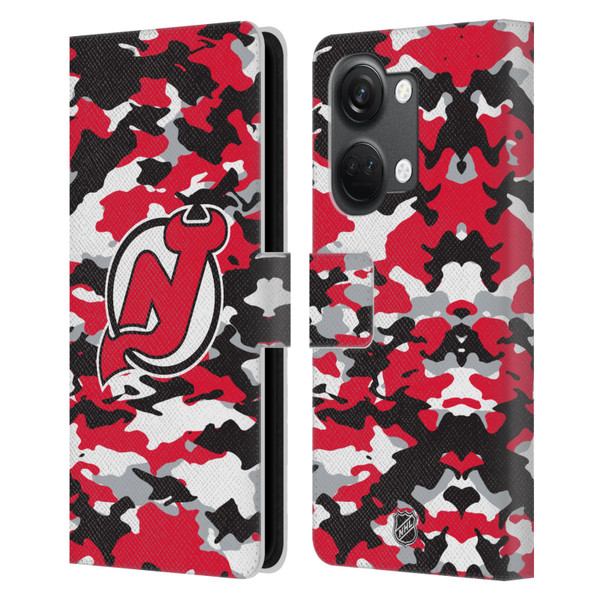 NHL New Jersey Devils Camouflage Leather Book Wallet Case Cover For OnePlus Nord 3 5G