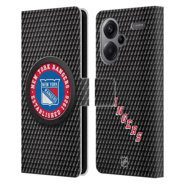 NHL New York Rangers Puck Texture Leather Book Wallet Case Cover For Xiaomi Redmi Note 13 Pro Plus 5G