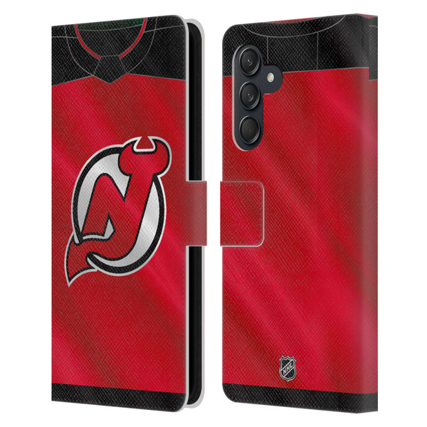 NHL New Jersey Devils Jersey Leather Book Wallet Case Cover For Samsung Galaxy M55 5G