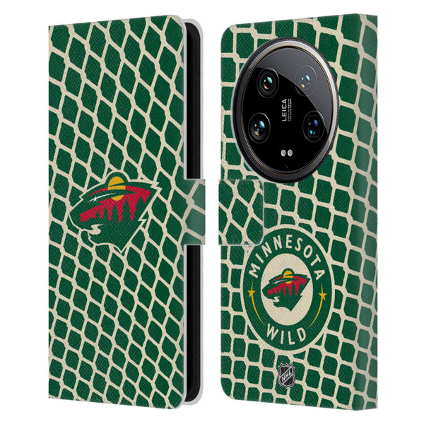 NHL Minnesota Wild Net Pattern Leather Book Wallet Case Cover For Xiaomi 14 Ultra