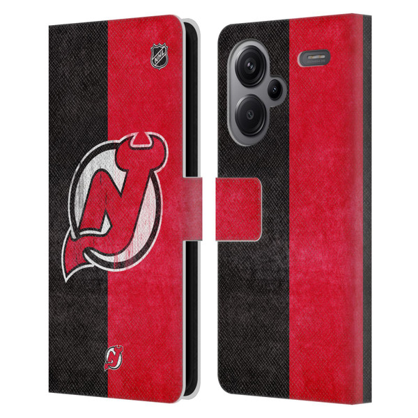 NHL New Jersey Devils Half Distressed Leather Book Wallet Case Cover For Xiaomi Redmi Note 13 Pro Plus 5G