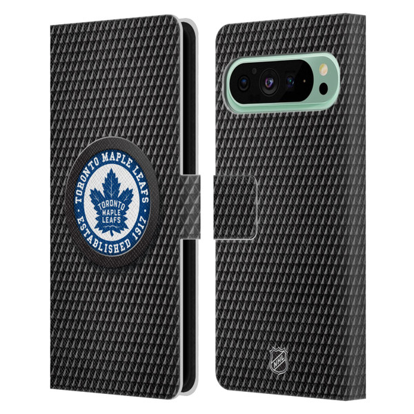 NHL Toronto Maple Leafs Puck Texture Leather Book Wallet Case Cover For Google Pixel 9 Pro XL