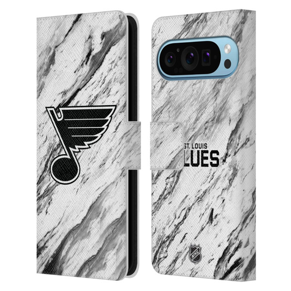 NHL St Louis Blues Marble Leather Book Wallet Case Cover For Google Pixel 9 / Pixel 9 Pro