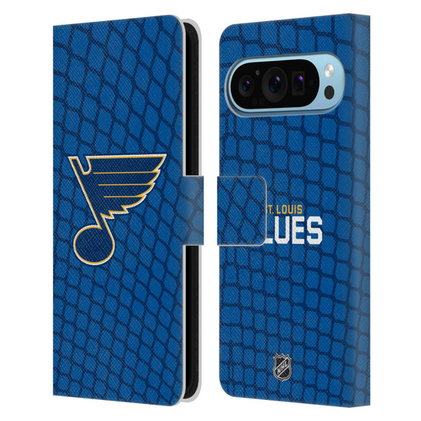 NHL St Louis Blues Net Pattern Leather Book Wallet Case Cover For Google Pixel 9 / Pixel 9 Pro