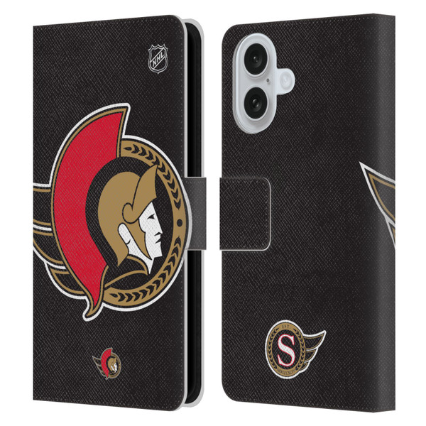 NHL Ottawa Senators Oversized Leather Book Wallet Case Cover For Apple iPhone 16