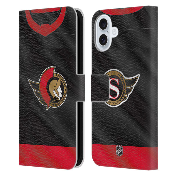 NHL Ottawa Senators Jersey Leather Book Wallet Case Cover For Apple iPhone 16 Plus