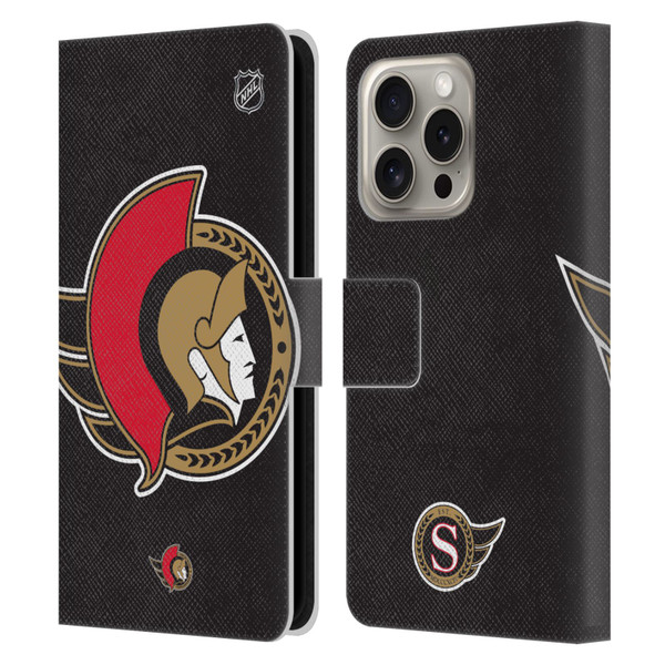 NHL Ottawa Senators Oversized Leather Book Wallet Case Cover For Apple iPhone 16 Pro
