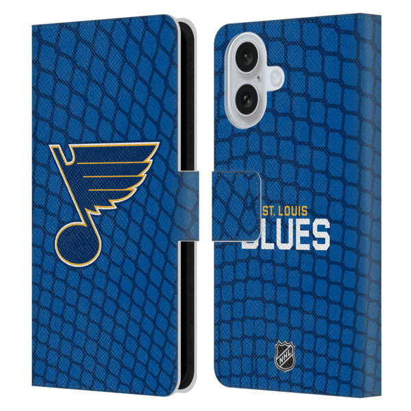 NHL St Louis Blues Net Pattern Leather Book Wallet Case Cover For Apple iPhone 16