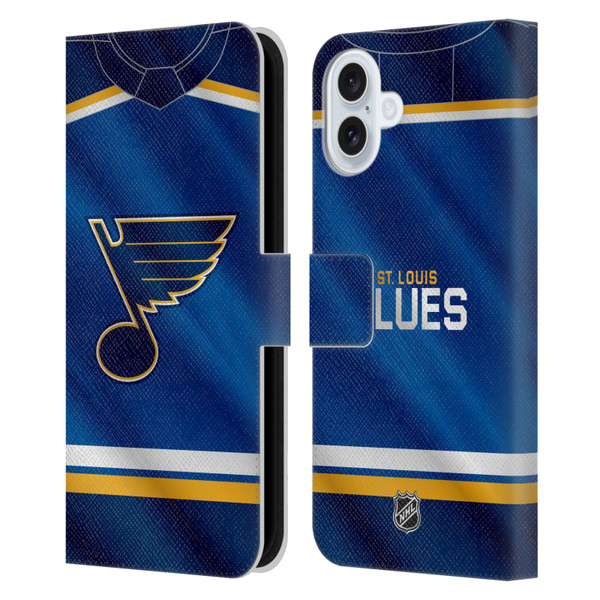NHL St Louis Blues Jersey Leather Book Wallet Case Cover For Apple iPhone 16 Plus