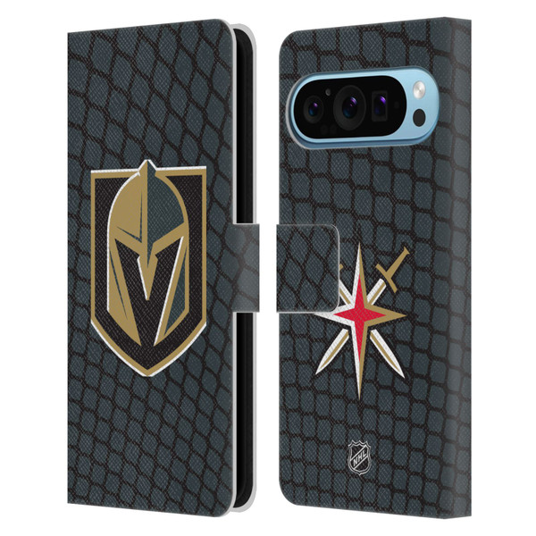 NHL Vegas Golden Knights Net Pattern Leather Book Wallet Case Cover For Google Pixel 9 / Pixel 9 Pro