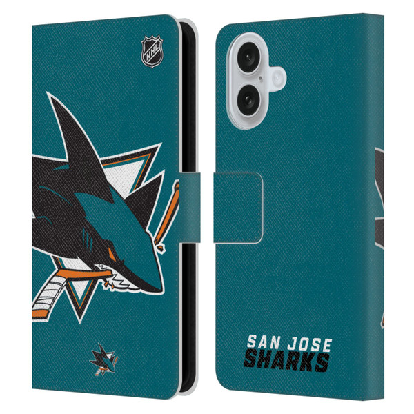 NHL San Jose Sharks Oversized Leather Book Wallet Case Cover For Apple iPhone 16