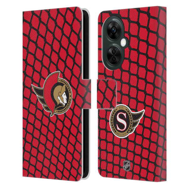 NHL Ottawa Senators Net Pattern Leather Book Wallet Case Cover For OnePlus Nord CE 3 Lite 5G