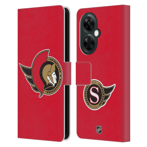 NHL Ottawa Senators Plain Leather Book Wallet Case Cover For OnePlus Nord CE 3 Lite 5G