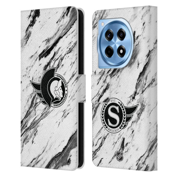 NHL Ottawa Senators Marble Leather Book Wallet Case Cover For OnePlus 12R