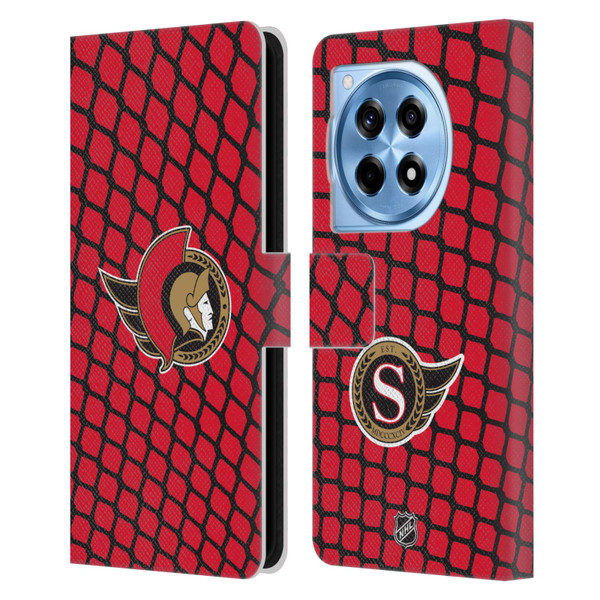 NHL Ottawa Senators Net Pattern Leather Book Wallet Case Cover For OnePlus 12R