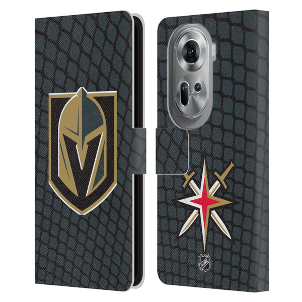 NHL Vegas Golden Knights Net Pattern Leather Book Wallet Case Cover For OPPO Reno11 Pro