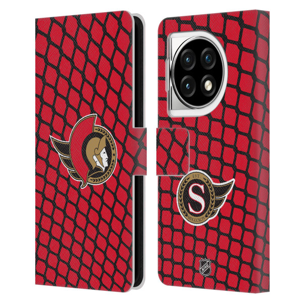 NHL Ottawa Senators Net Pattern Leather Book Wallet Case Cover For OPPO OnePlus Ace 3 5G