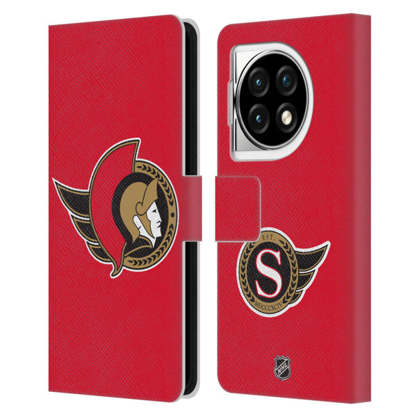 NHL Ottawa Senators Plain Leather Book Wallet Case Cover For OPPO OnePlus Ace 3 5G