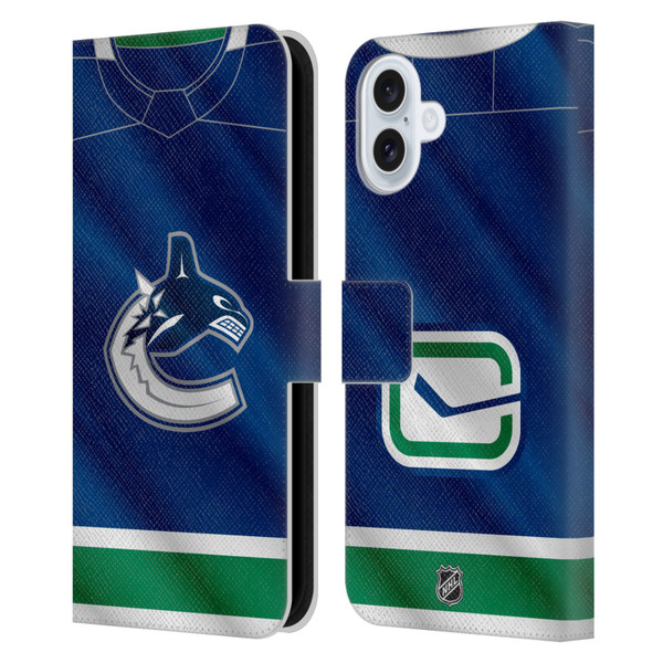 NHL Vancouver Canucks Jersey Leather Book Wallet Case Cover For Apple iPhone 16 Plus