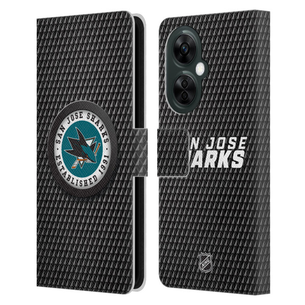 NHL San Jose Sharks Puck Texture Leather Book Wallet Case Cover For OnePlus Nord CE 3 Lite 5G