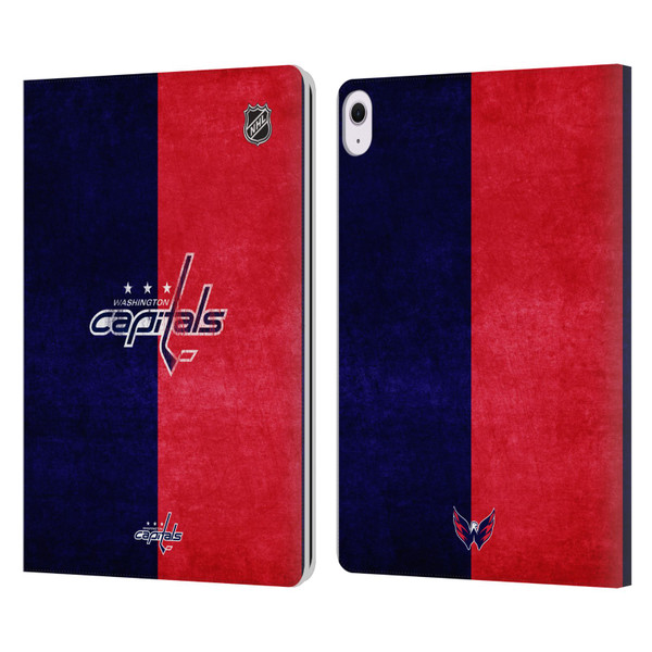 NHL Washington Capitals Half Distressed Leather Book Wallet Case Cover For Apple iPad Air 13 2024