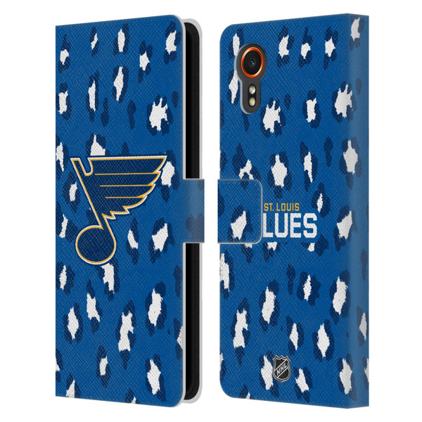 NHL St Louis Blues Leopard Patten Leather Book Wallet Case Cover For Samsung Galaxy Xcover7 5G