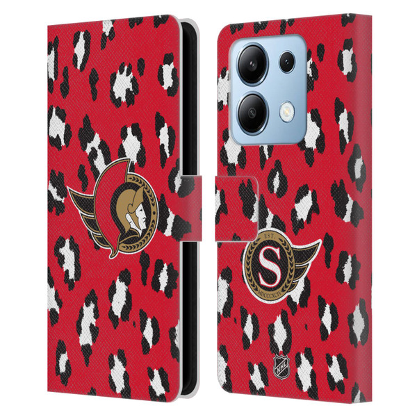 NHL Ottawa Senators Leopard Patten Leather Book Wallet Case Cover For Xiaomi Redmi Note 13/13 Pro 5G