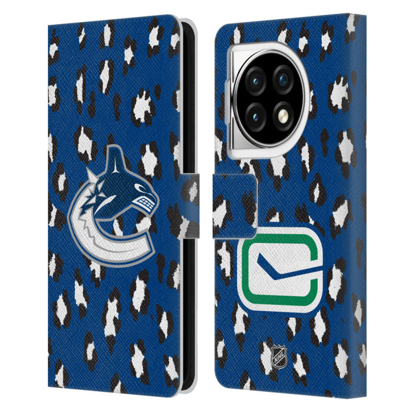NHL Vancouver Canucks Leopard Patten Leather Book Wallet Case Cover For OPPO OnePlus Ace 3 5G
