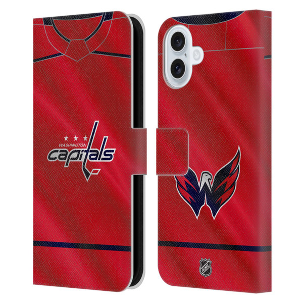 NHL Washington Capitals Jersey Leather Book Wallet Case Cover For Apple iPhone 16 Plus
