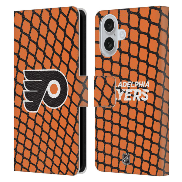 NHL Philadelphia Flyers Net Pattern Leather Book Wallet Case Cover For Apple iPhone 16