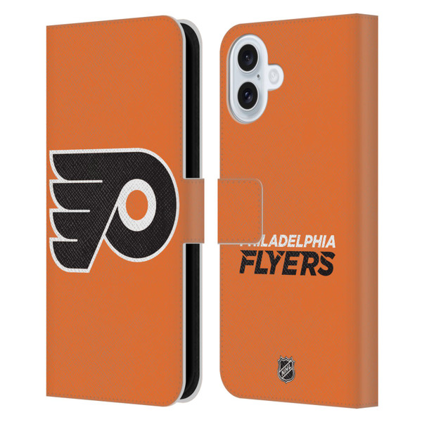 NHL Philadelphia Flyers Plain Leather Book Wallet Case Cover For Apple iPhone 16 Plus