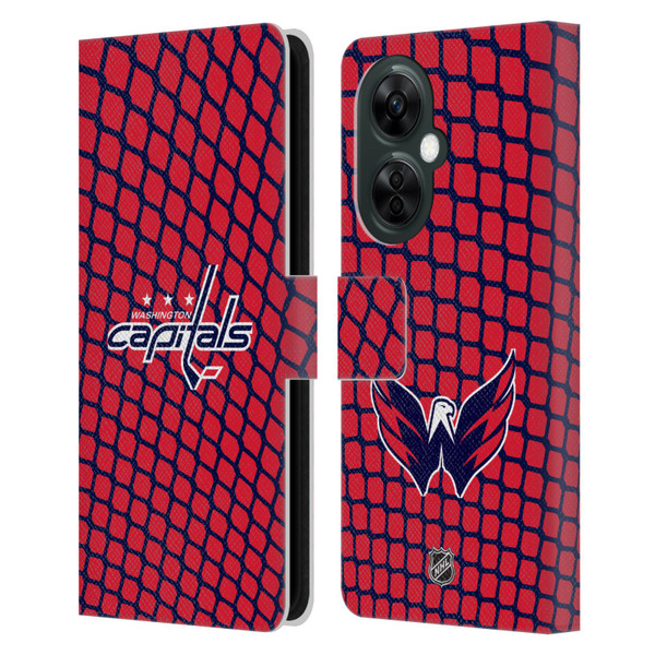 NHL Washington Capitals Net Pattern Leather Book Wallet Case Cover For OnePlus Nord CE 3 Lite 5G