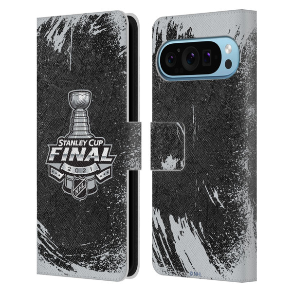 NHL 2021 Stanley Cup Final Distressed Leather Book Wallet Case Cover For Google Pixel 9 / Pixel 9 Pro