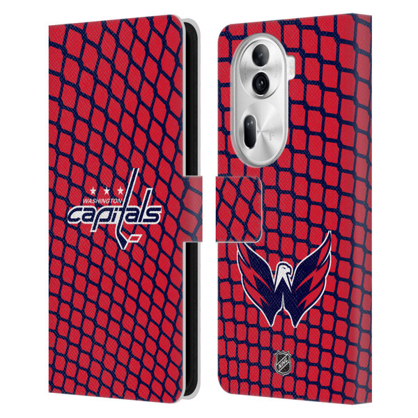 NHL Washington Capitals Net Pattern Leather Book Wallet Case Cover For OPPO Reno11