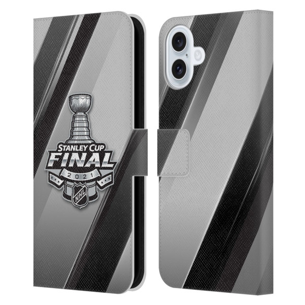 NHL 2021 Stanley Cup Final Stripes 2 Leather Book Wallet Case Cover For Apple iPhone 16 Plus