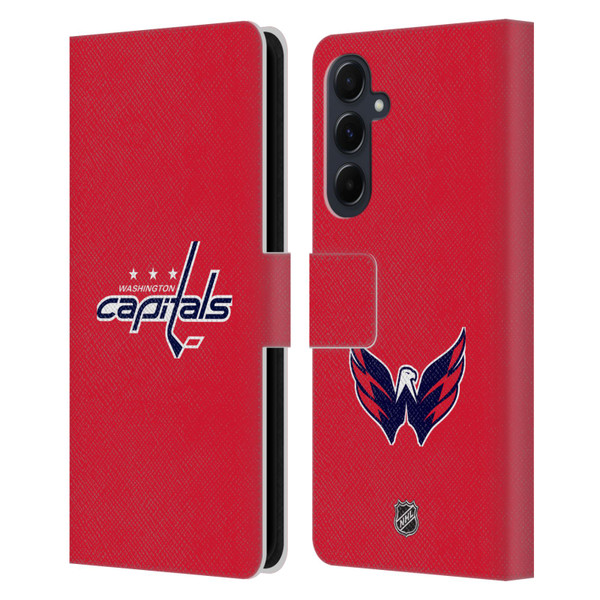 NHL Washington Capitals Plain Leather Book Wallet Case Cover For Samsung Galaxy A55 5G