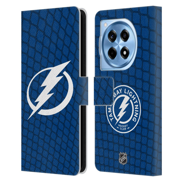 NHL Tampa Bay Lightning Net Pattern Leather Book Wallet Case Cover For OnePlus 12R