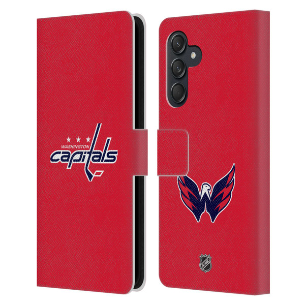 NHL Washington Capitals Plain Leather Book Wallet Case Cover For Samsung Galaxy M55 5G