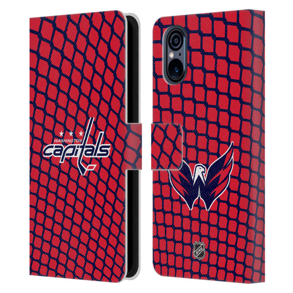 NHL Washington Capitals Net Pattern Leather Book Wallet Case Cover For Sony Xperia 5 V 5G